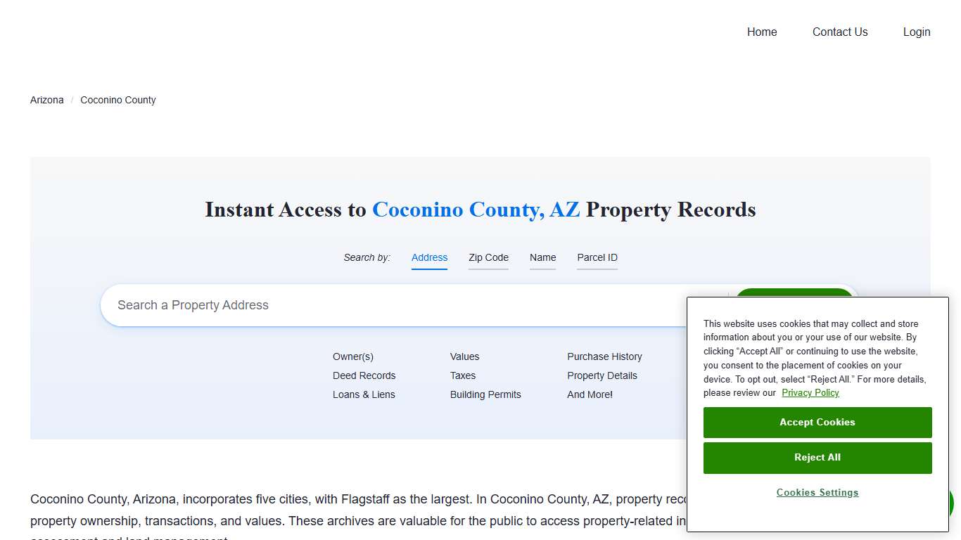 Coconino County Property Records Owners, Deeds, Permits